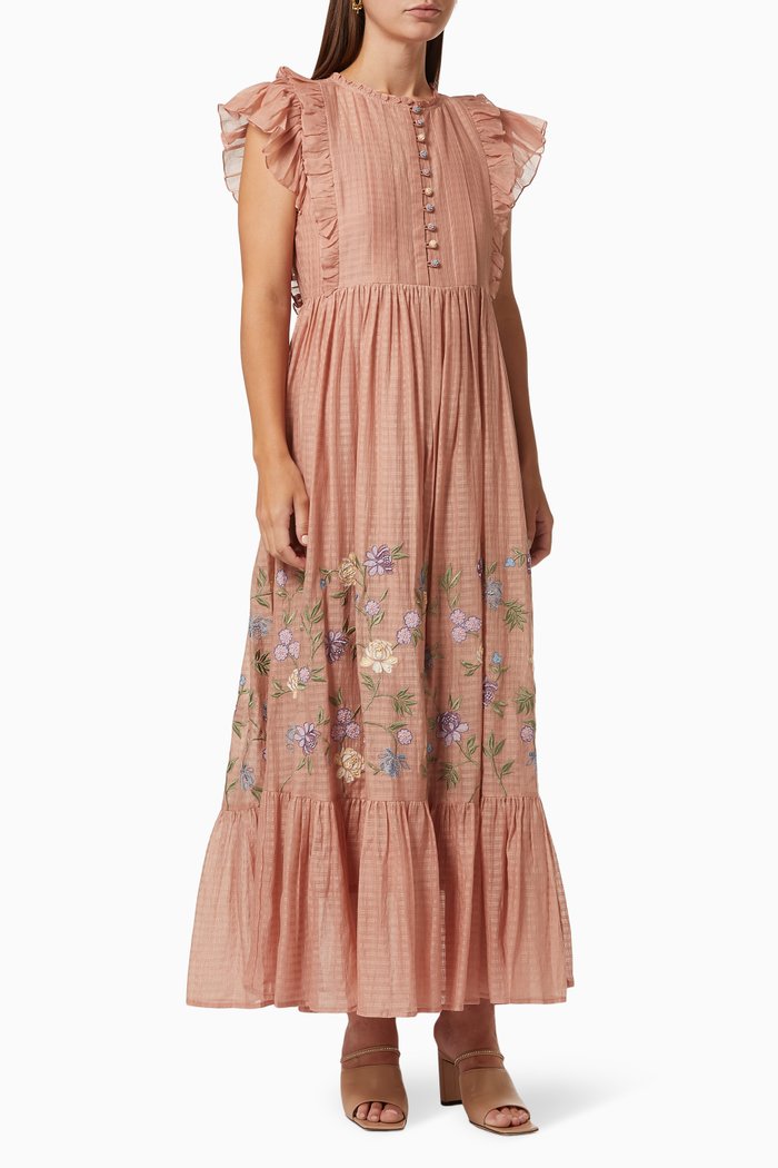 

Venice Maxi Dress in Cotton Silk Blend, Orange