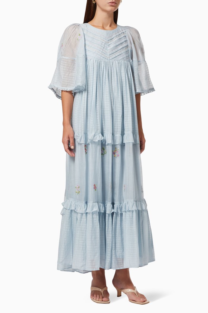 

Cary Maxi Dress in Cotton Silk Blend, Blue