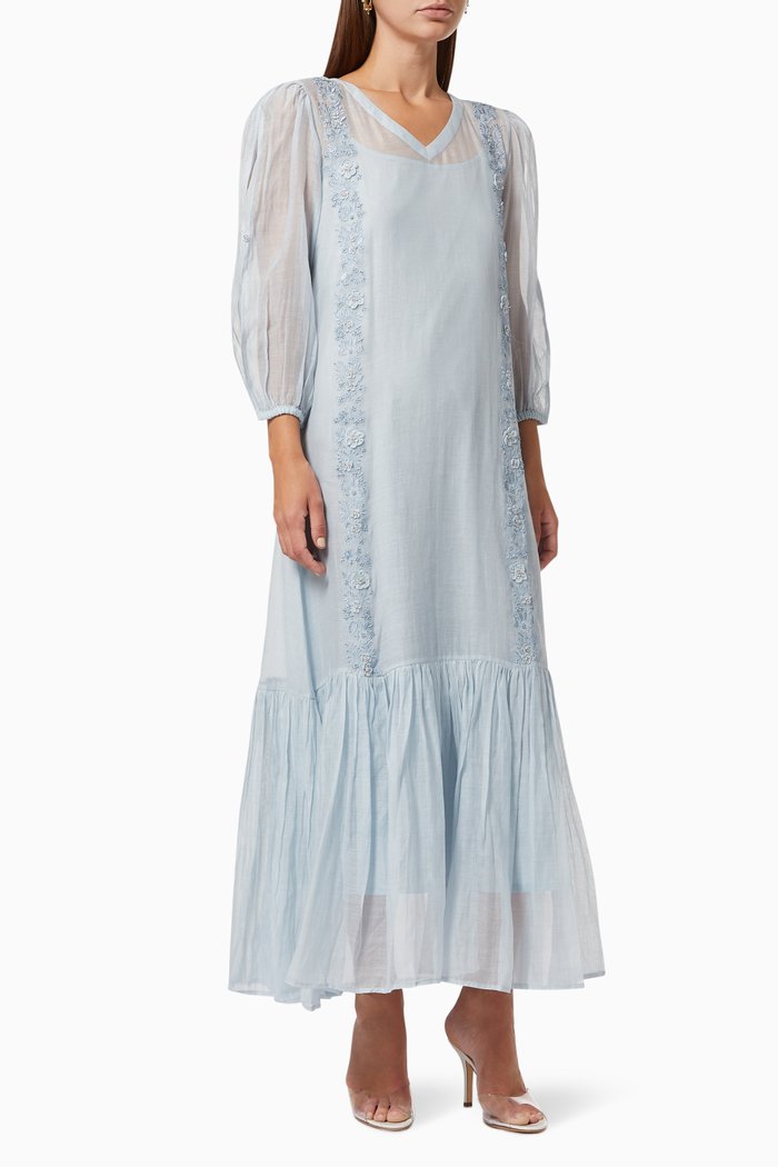 

Limca Midaxi Dress in Cotton Silk Blend, Blue
