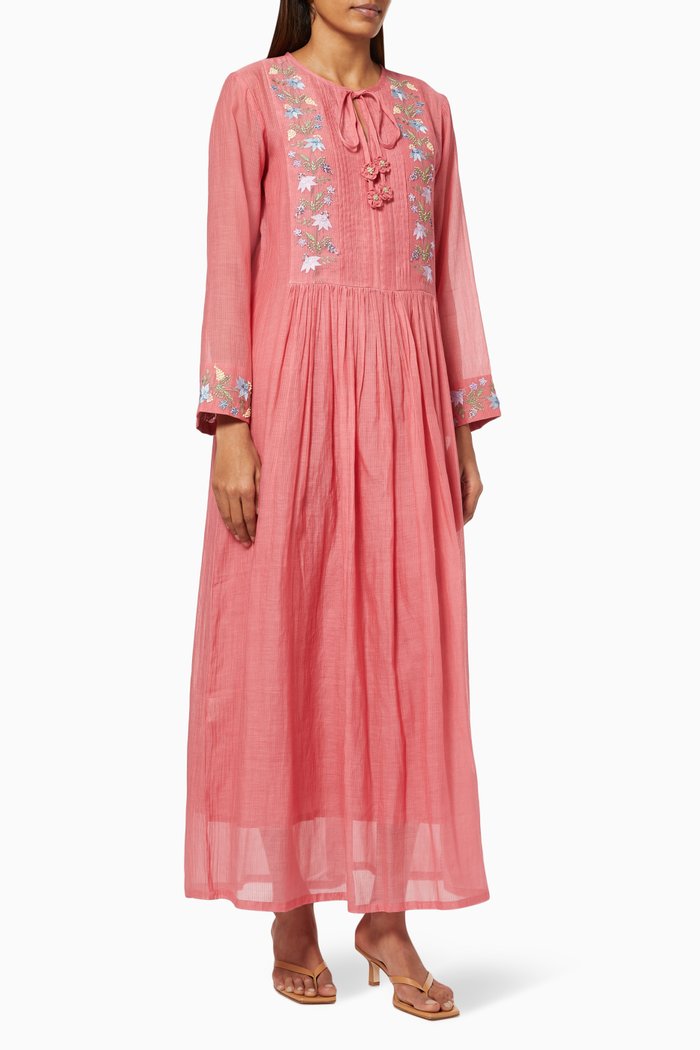 

Ella Maxi Dress in Cotton Silk Blend, Pink