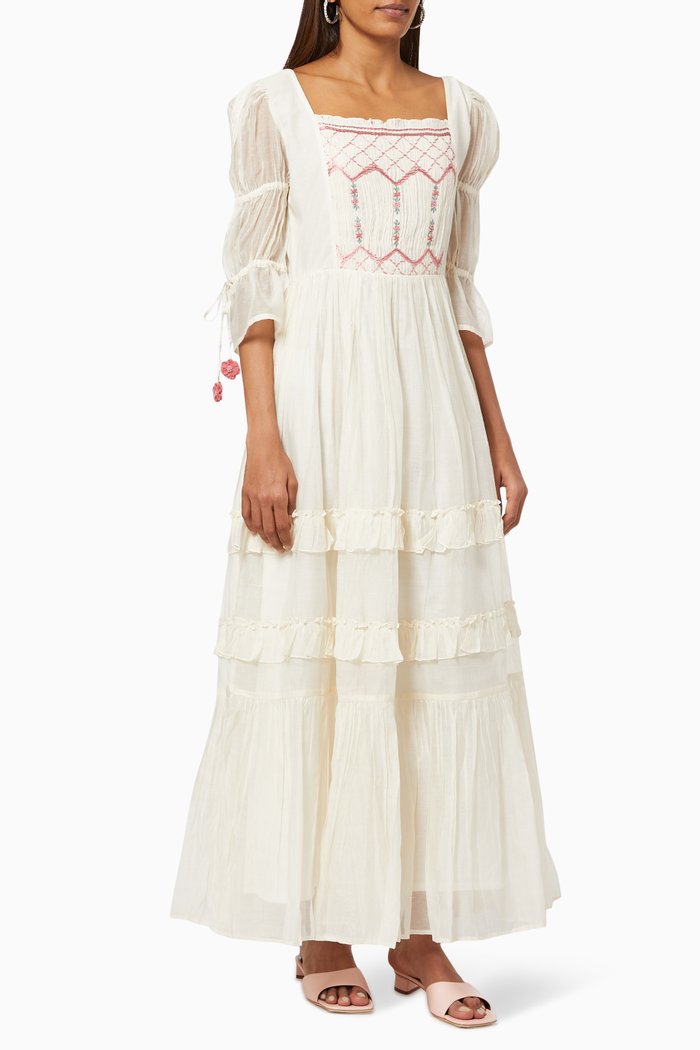

Hazel Maxi Dress in Cotton Silk Blend, Neutral