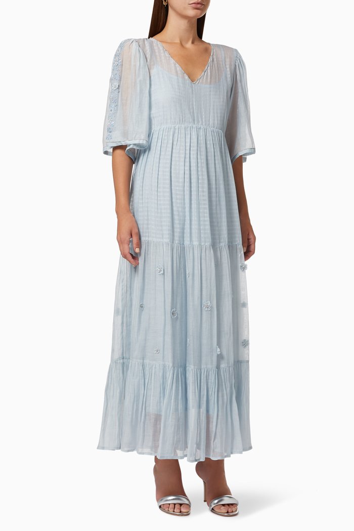 

Harry Maxi Dress in Cotton Silk Blend, Blue
