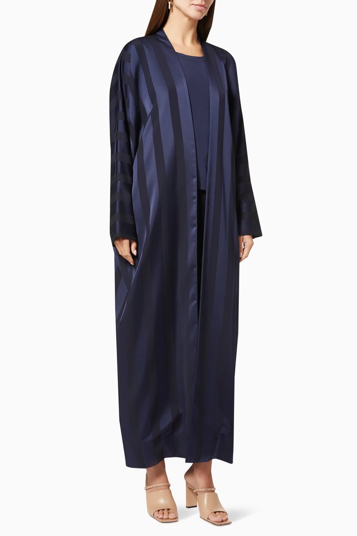 

Stripes Abaya in Crepe Satin, Blue