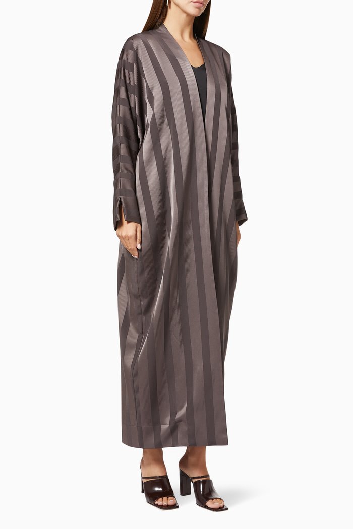 

Stripes Abaya in Crepe Satin, Grey