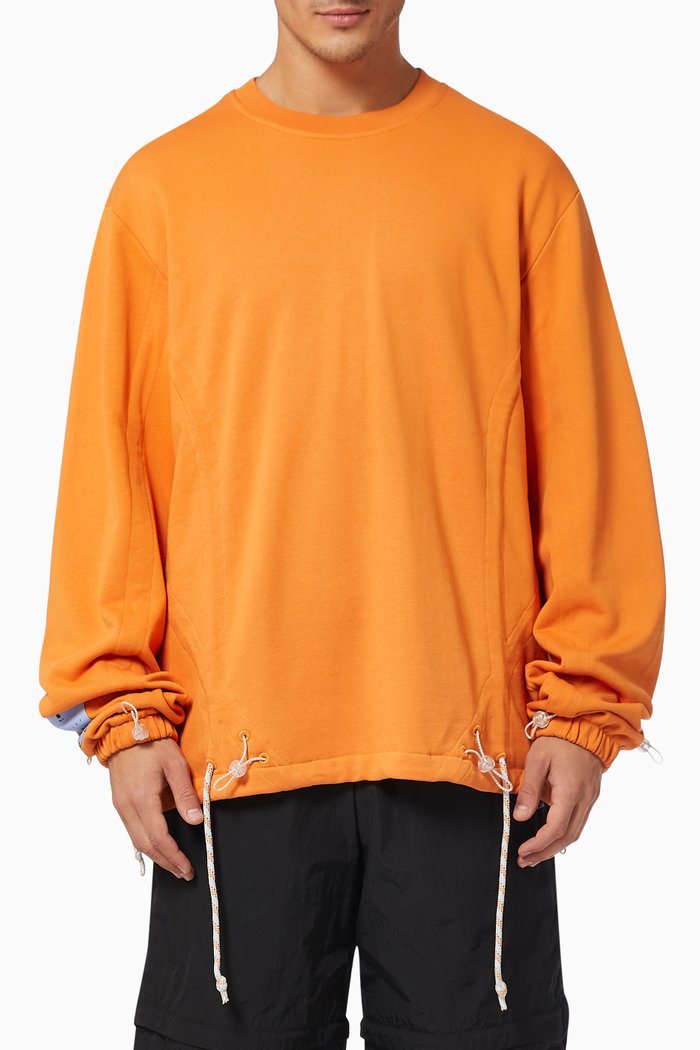 Breathe Drawstring Sweatshirt in French Terry, Orange