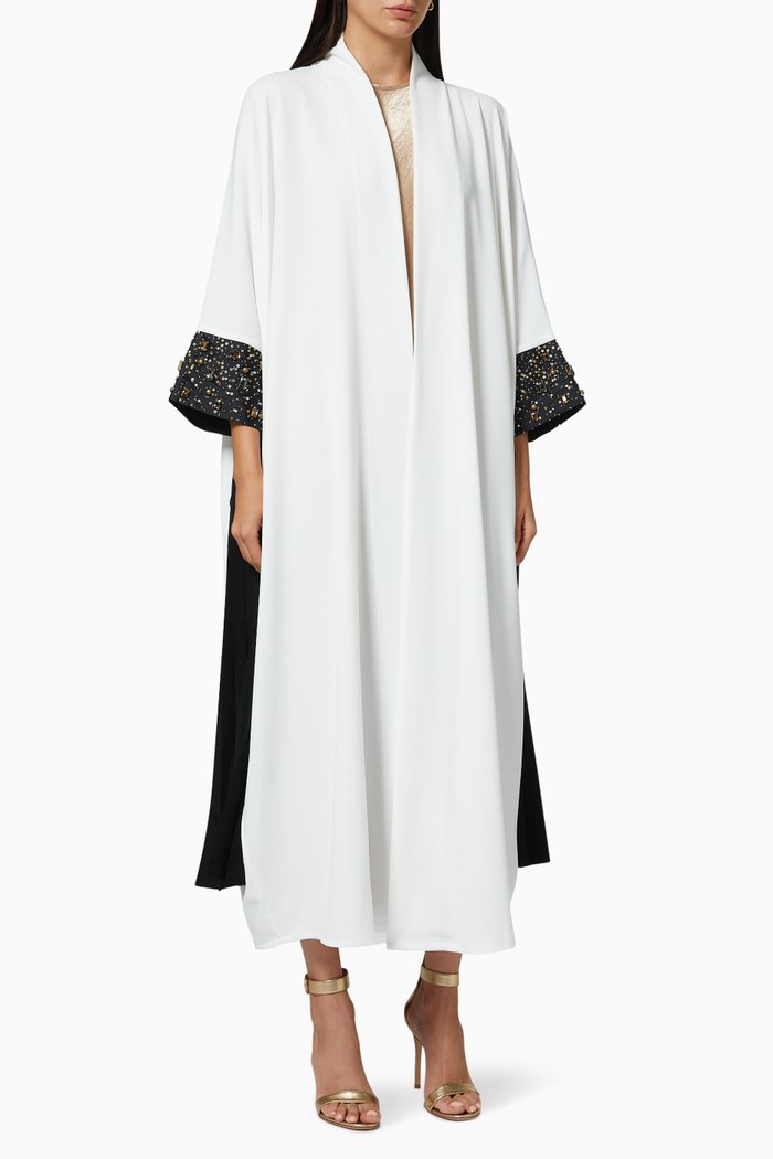 

Crystal Embellished Abaya, White
