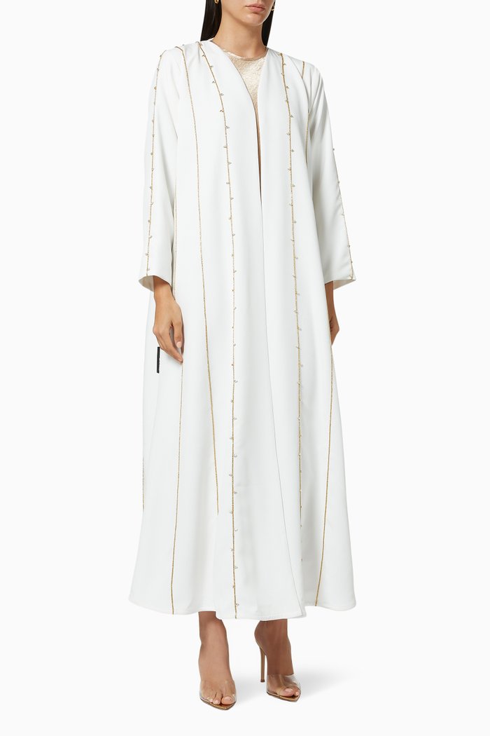 

Crystal Embellished Abaya, White