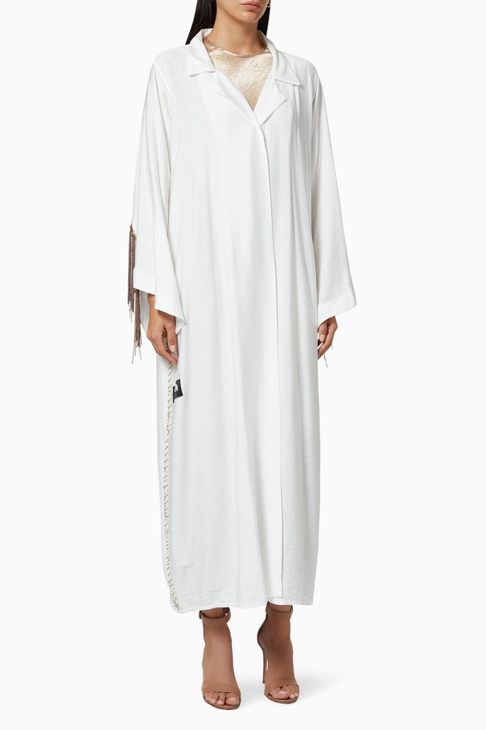 

Tassel Fringe Abaya, White