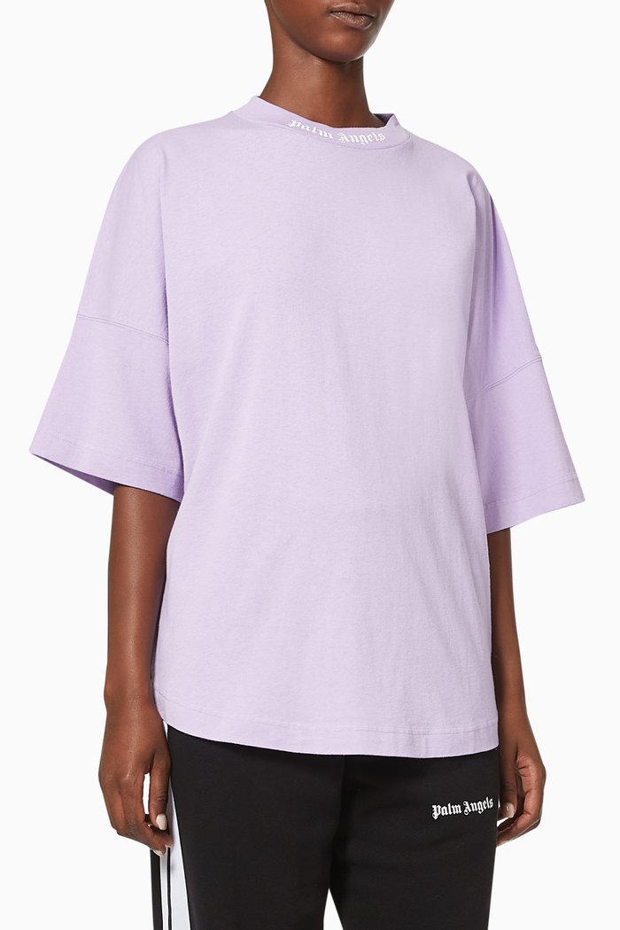 

Logo Oversized T-shirt in Cotton Jersey, Purple