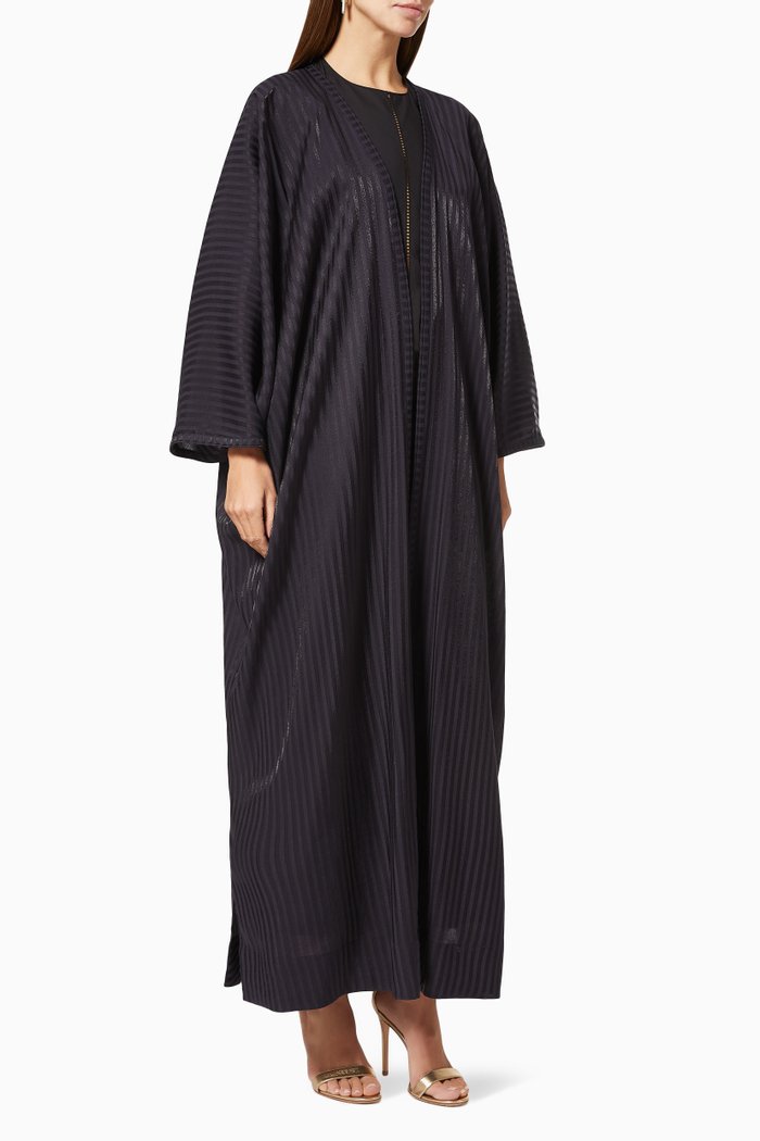 

Abaya with Tonal Stripes in Japanese Crepe, Blue