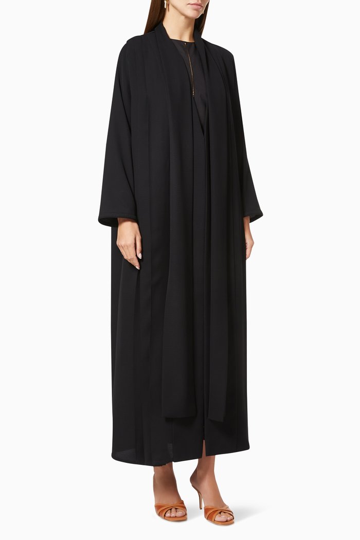 

Pleated Abaya in Japanese Crepe, Black