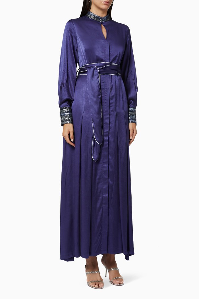 

Maxi Shirt Dress in Viscose-Rayon Blend, Blue