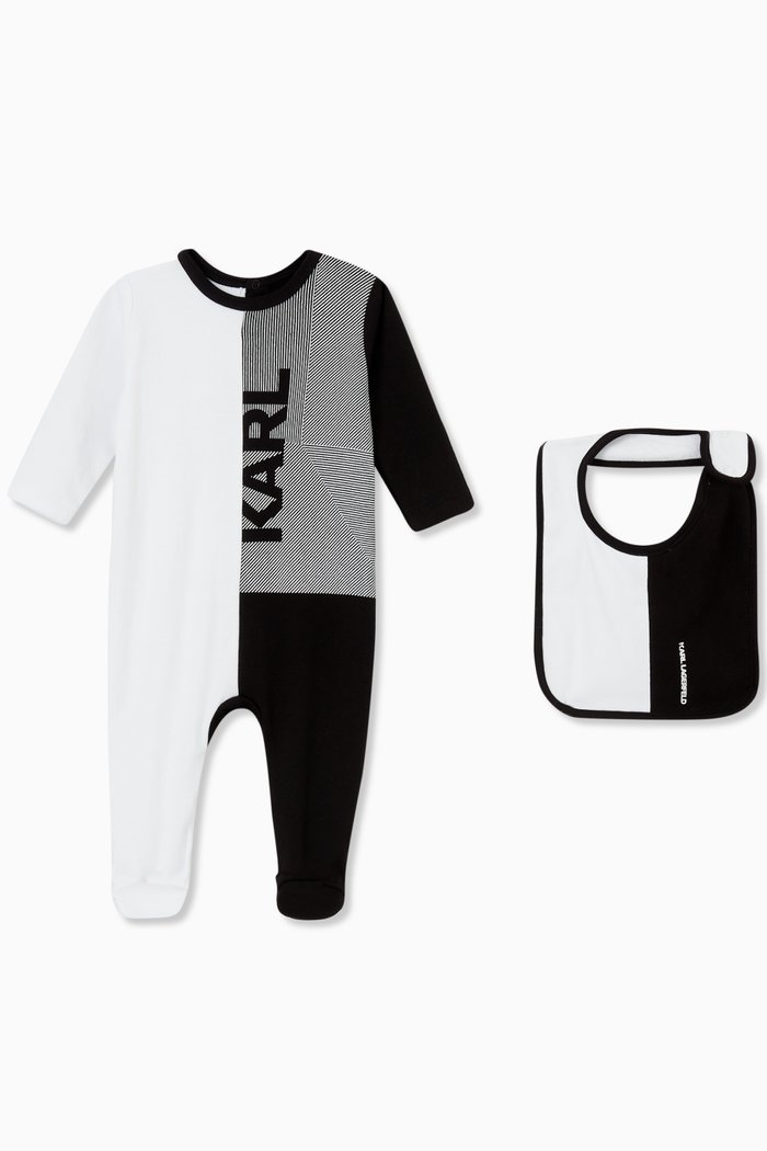 

Karl Colour-block Pyjama Set in Cotton, White