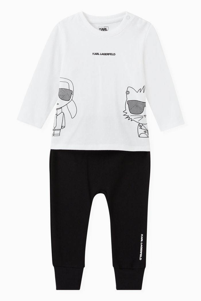 

Karl & Bad Cat T-shirt and Leggings Set in Jersey, White