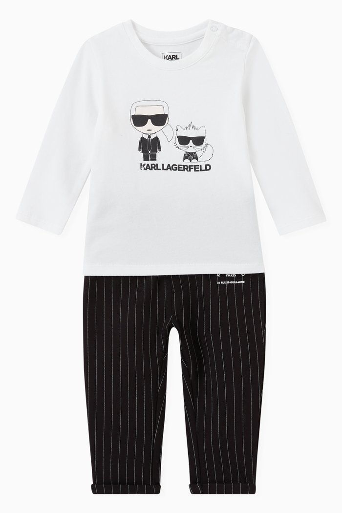

Karl & Bad Cat T-shirt & Leggings Set in Jersey, White