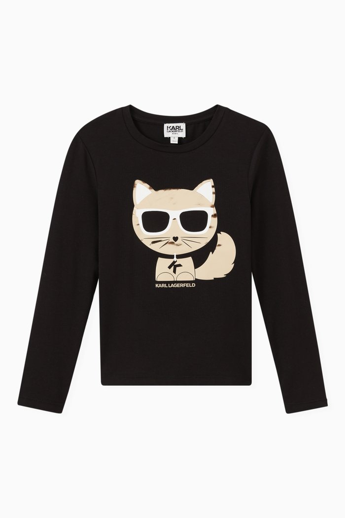 

TEEN K/Choupette Metallic T-shirt in Jersey, Black