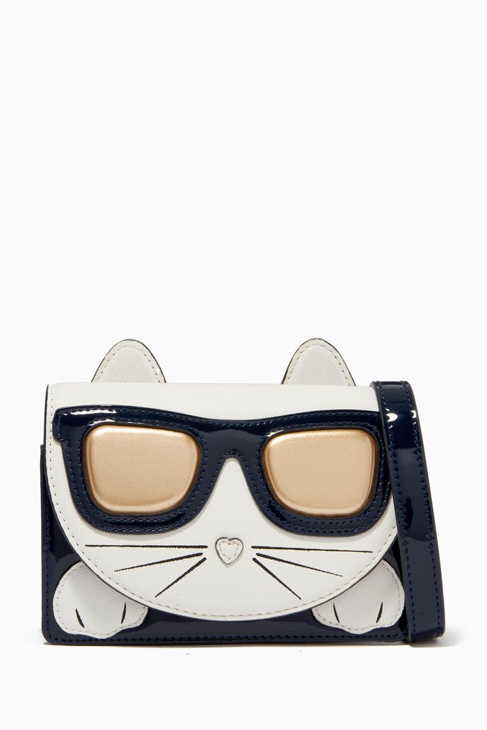 

K/Choupette Crossbody Bag in Faux Leather, Blue