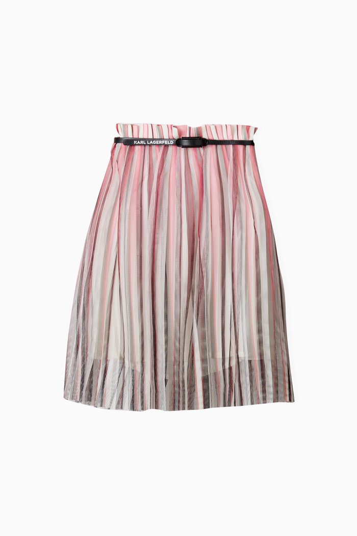 

Pleated Ombré Skirt in Tulle, Pink