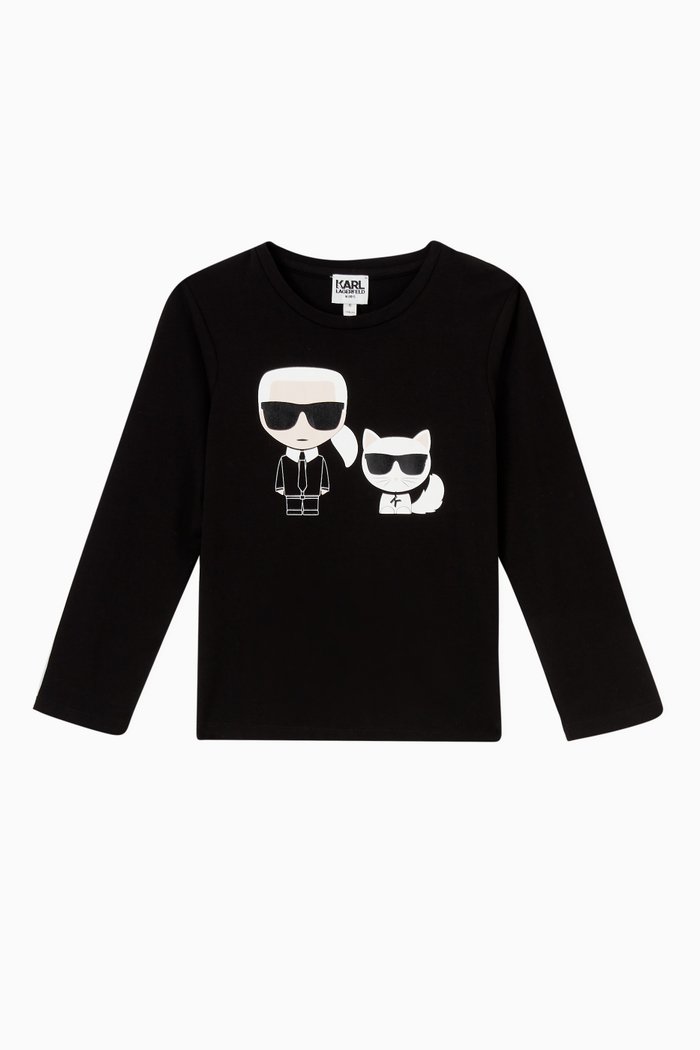 

Karl and Choupette T-shirt in Jersey, Black