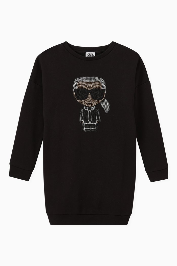 

K/Ikonic Studded Sweatshirt Dress in Jersey, Black
