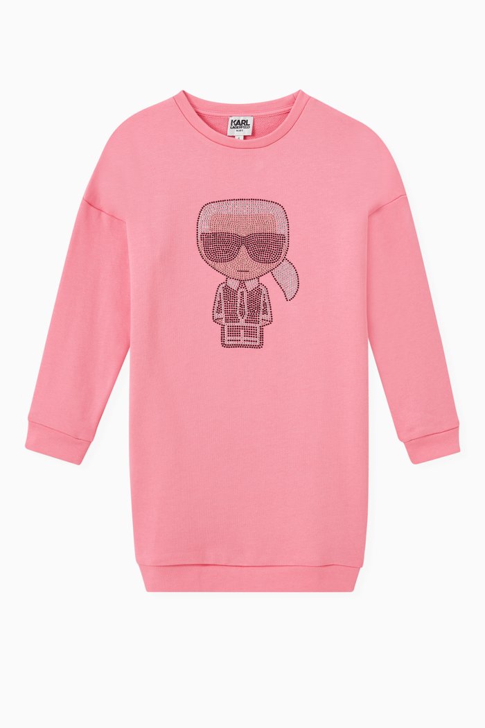 

K/Ikonic Studded Sweatshirt Dress in Jersey, Pink