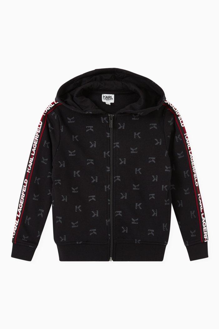 

Logo Tape Hoodie in French Terry, Black