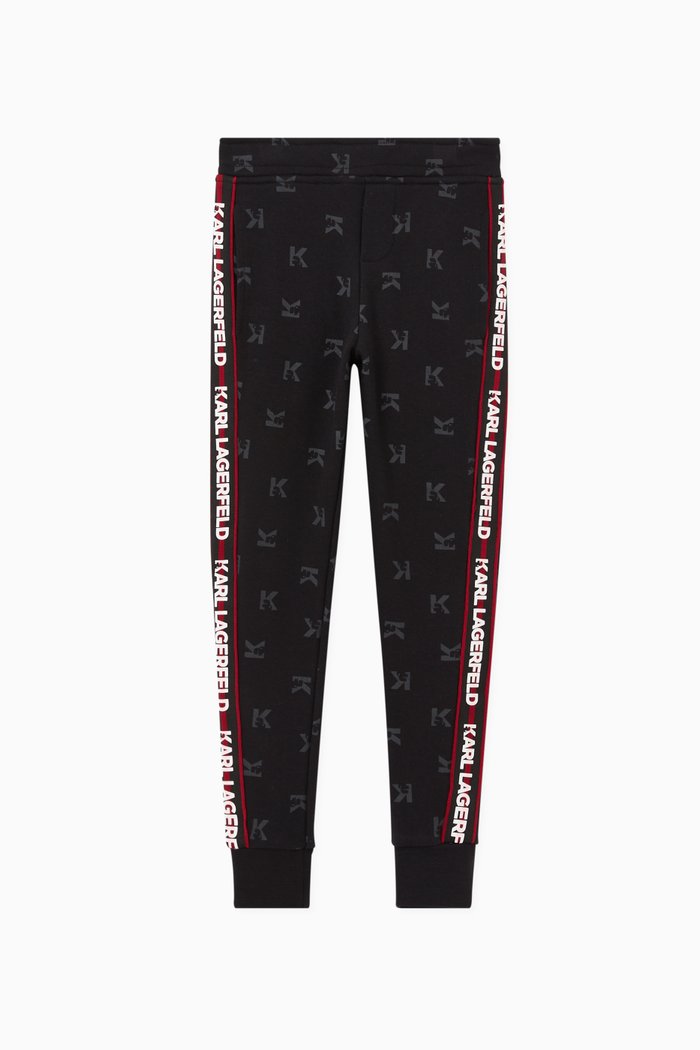 

Karl Lagerfeld Logo Tape Sweatpants in Jersey, Black
