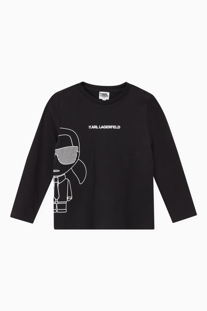 Karl Print T-shirt in Jersey, Black