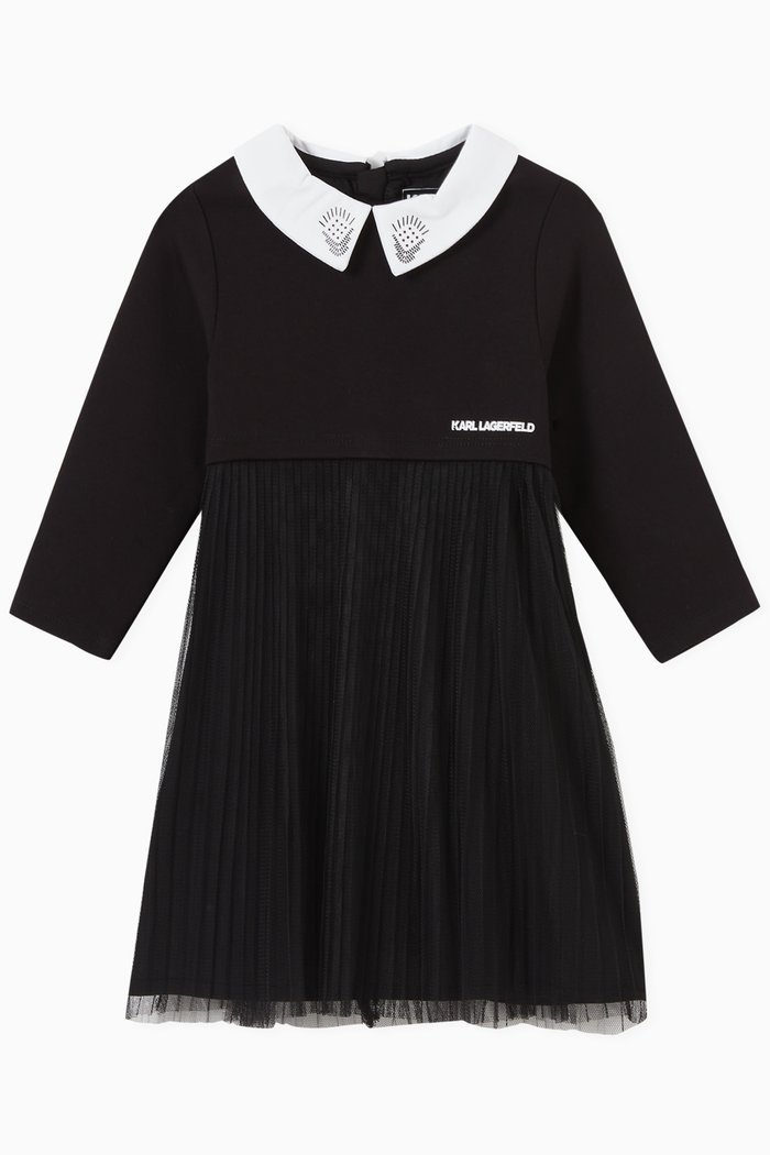 

Peter Pan Collar Dress in Jersey & Tulle, Black
