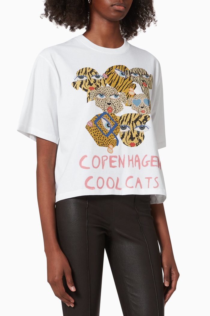 

Rosan Cool Cats T-shirt in Jersey, White