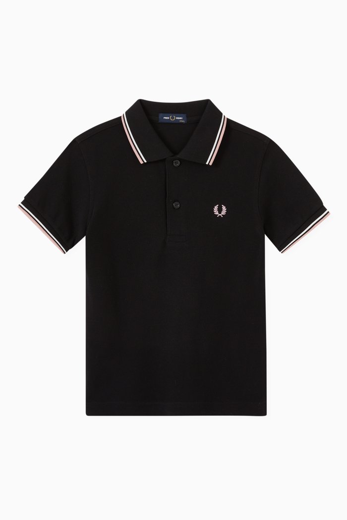 

Twin Tipped Polo Shirt in Cotton Piqué, Black