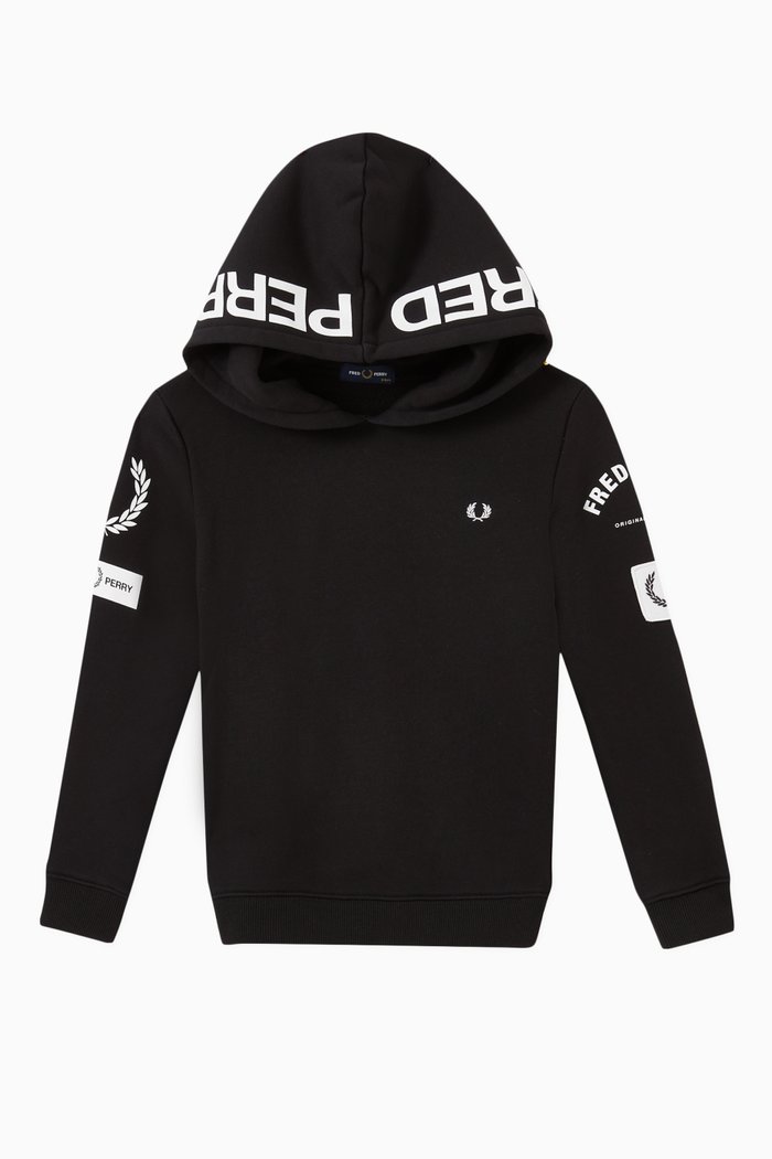 

Bold Branding Hooded Sweatshirt in Cotton Blend, Black