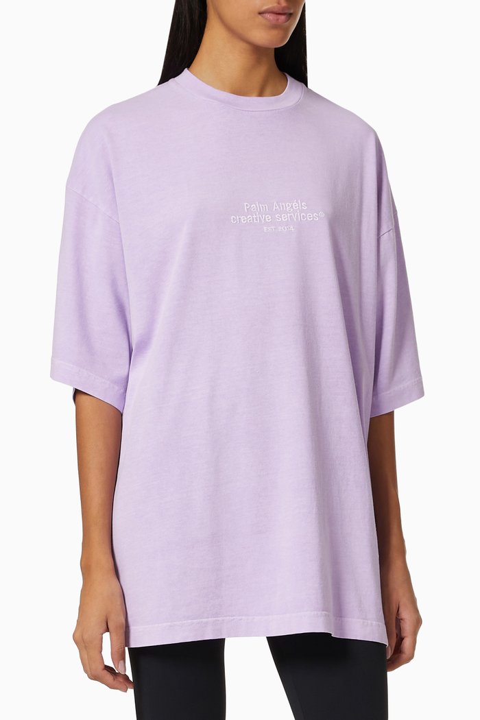

Classic Oversized T-shirt in Cotton Jersey, Purple