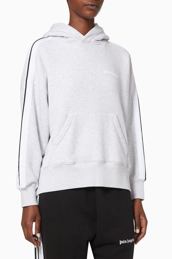 

Logo Track Hoodie in Cotton Jersey, Grey