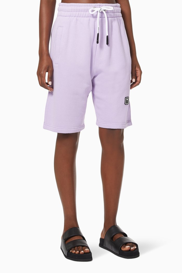 Palm Tree Shorts in Cotton Jersey, Purple