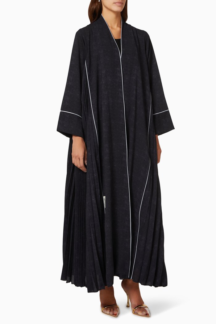 

Crystal Embellished Abaya Set in Crepe, Black