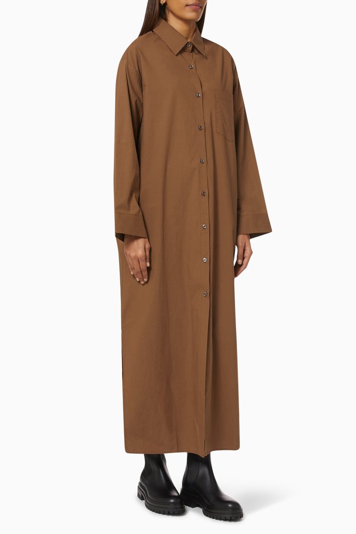 

Cala Shirt Dress in Organic Cotton, Brown