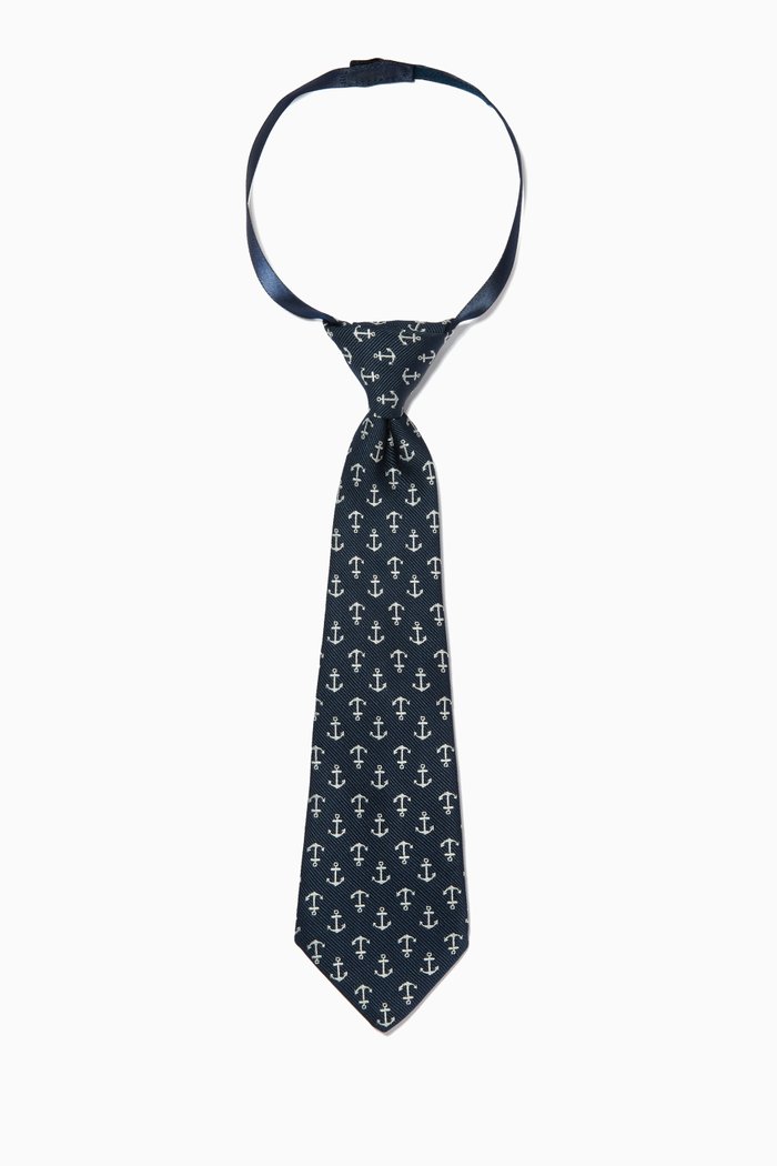 

Anchor Print Tie, Blue