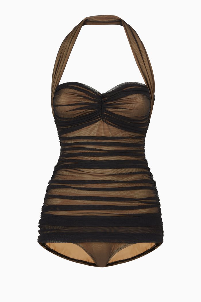 Bill Mio Swimsuit in Mesh, Black