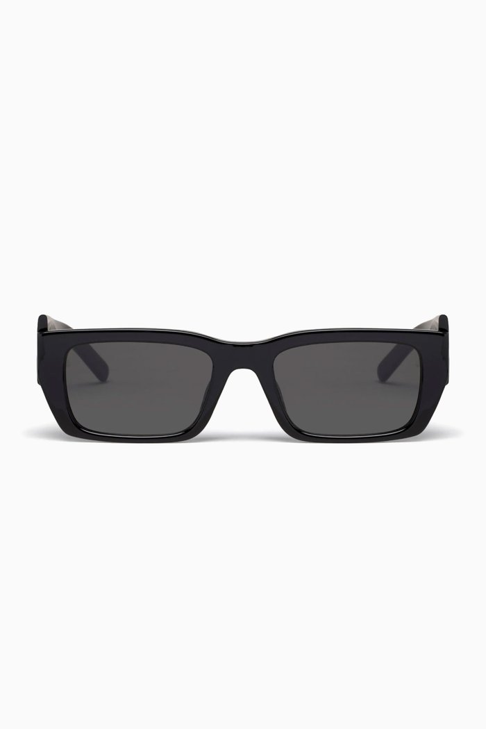Logo Rectangle Sunglasses in Acetate, Black