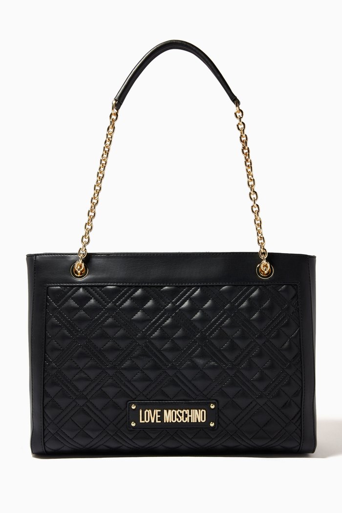 

Tote Bag in Quilted Faux Leather, Black