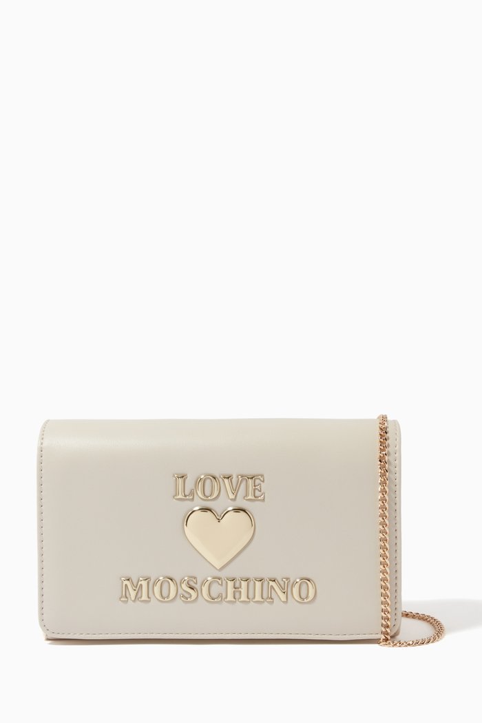 

Padded Heart Cross-body Bag in Faux Leather, White