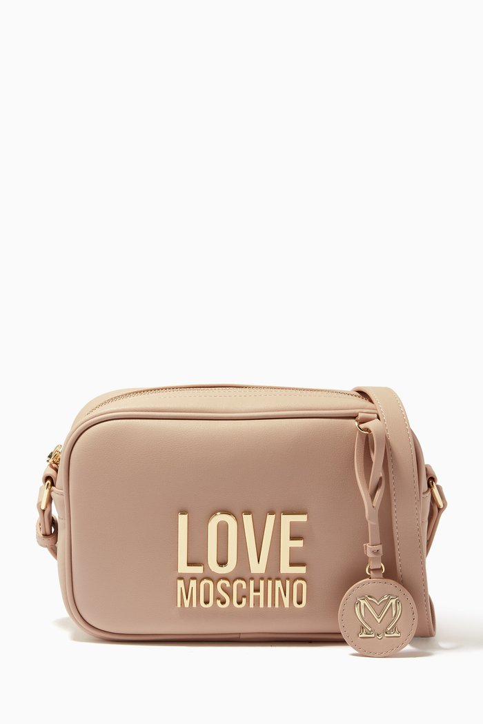 

Metal Logo Camera Bag in Faux Leather, Neutral