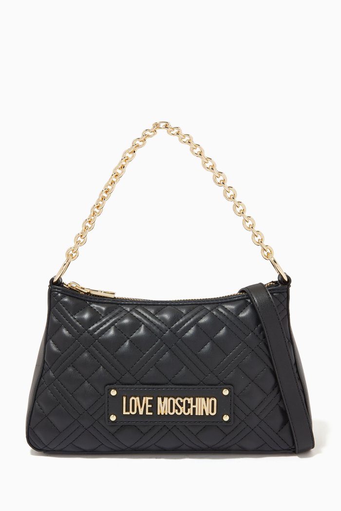 

Hobo Bag in Quilted Faux Leather, Black