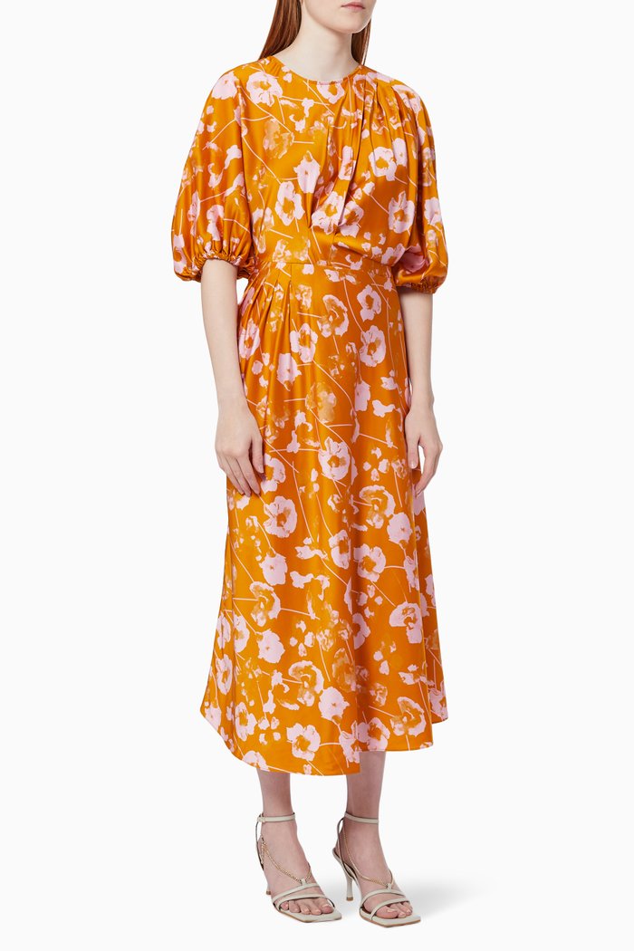 

Aubrie Midi Dress in Viscose Satin, Orange