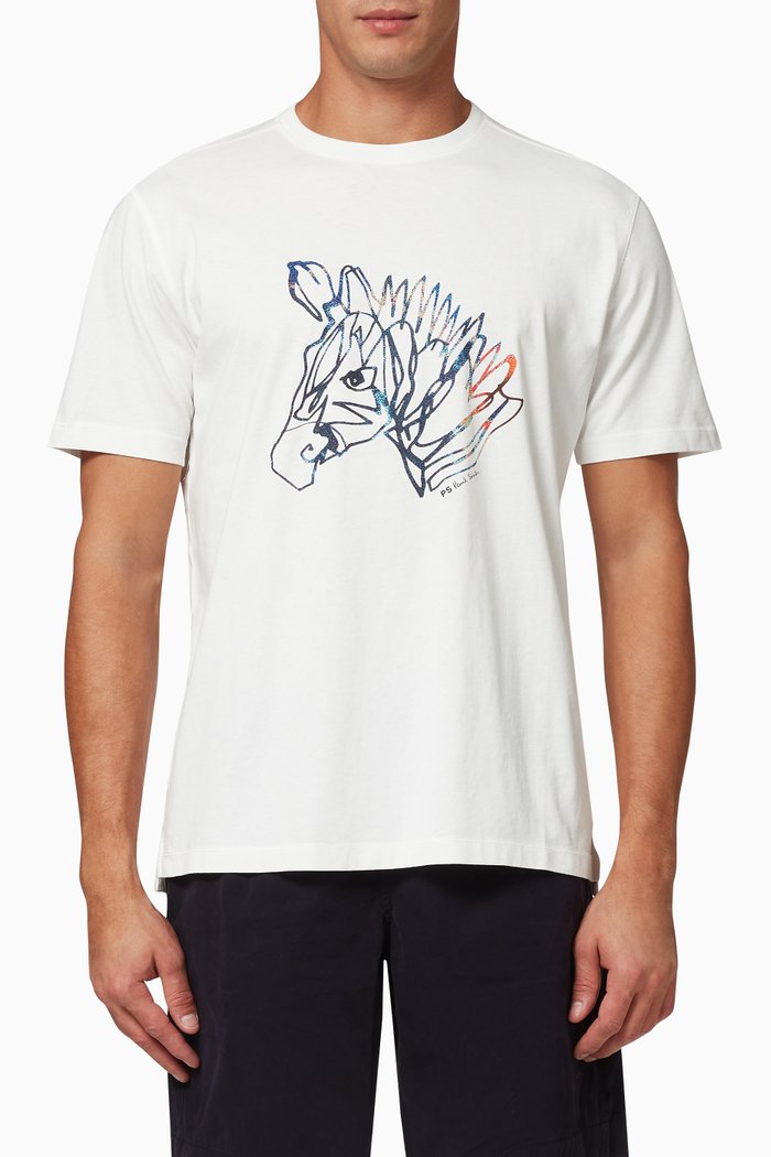 

Zebra Head Print T-shirt in Organic Cotton Jersey, Neutral