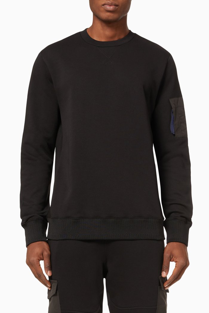 

Pocket Sleeve Sweatshirt in Organic Cotton, Black