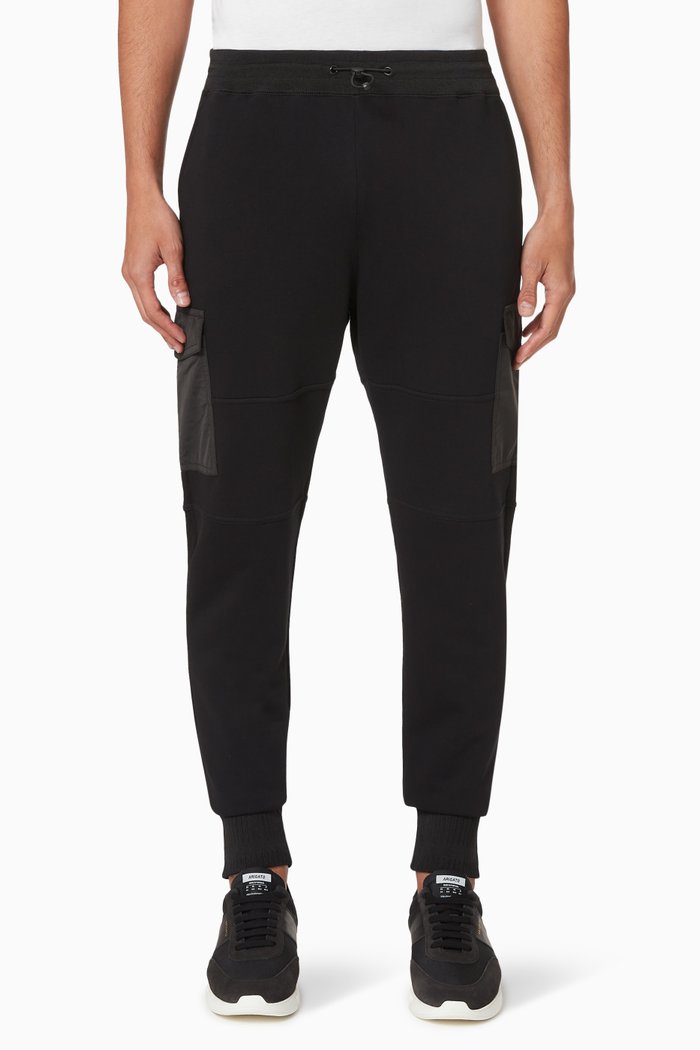 Cargo Sweatpants in Organic Cotton Jersey, Black