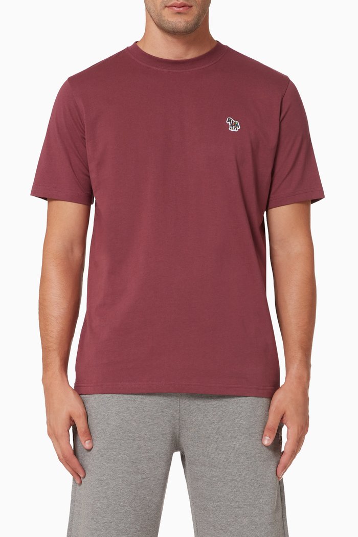 

Zebra Badge T-shirt in Organic Cotton Jersey, Burgundy