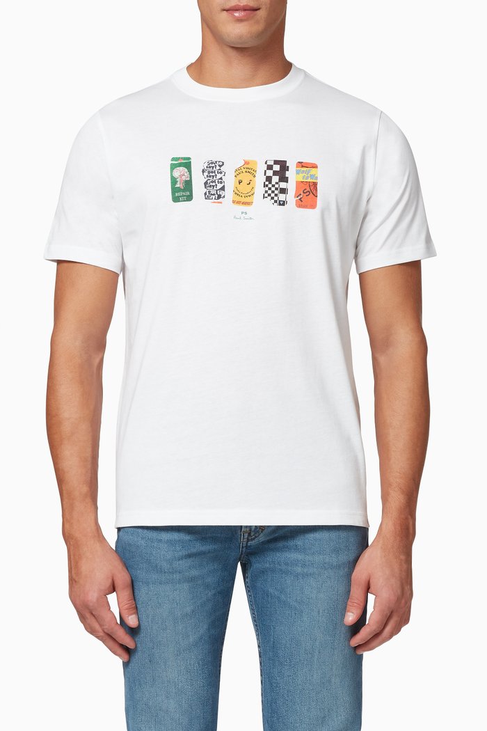 

Stickers Print T-shirt in Organic Cotton Jersey, White
